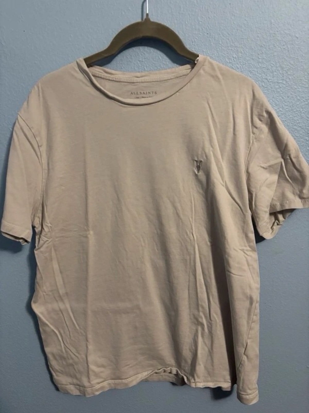 AllSaints Short-Sleeve Crew Neck T-Shirt in Beige